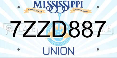 7ZZD887 Mississippi License Plate