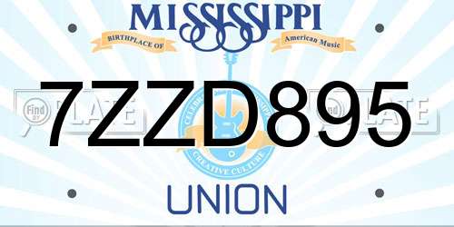 7ZZD895 Mississippi License Plate