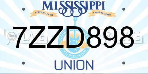 7ZZD898 Mississippi License Plate