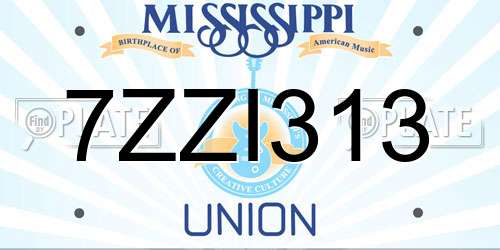 7ZZI313 Mississippi License Plate
