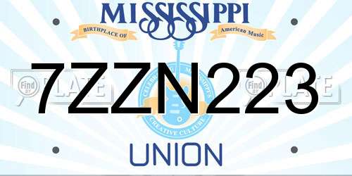 7ZZN223 Mississippi License Plate
