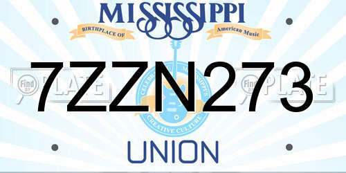 7ZZN273 Mississippi License Plate