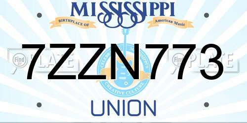 7ZZN773 Mississippi License Plate