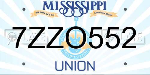 7ZZO552 Mississippi License Plate