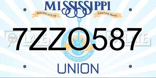 7ZZO587 Mississippi License Plate