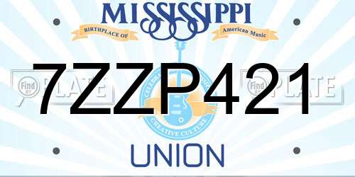 7ZZP421 Mississippi License Plate