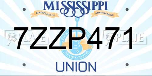 7ZZP471 Mississippi License Plate