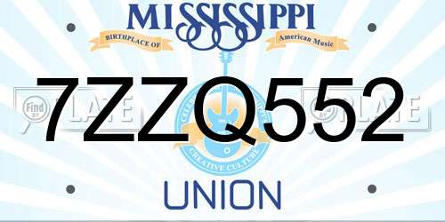 7ZZQ552 Mississippi License Plate