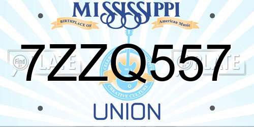 7ZZQ557 Mississippi License Plate