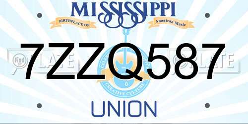 7ZZQ587 Mississippi License Plate