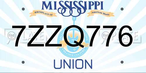 7ZZQ776 Mississippi License Plate