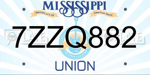 7ZZQ882 Mississippi License Plate