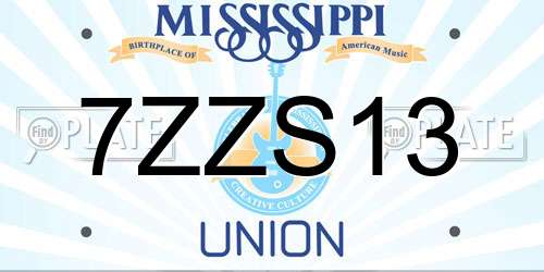 7ZZS13 Mississippi License Plate