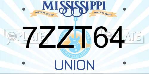 7ZZT64 Mississippi License Plate