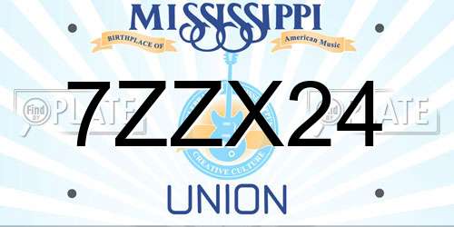 7ZZX24 Mississippi License Plate
