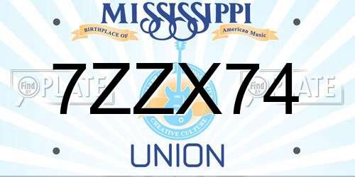 7ZZX74 Mississippi License Plate