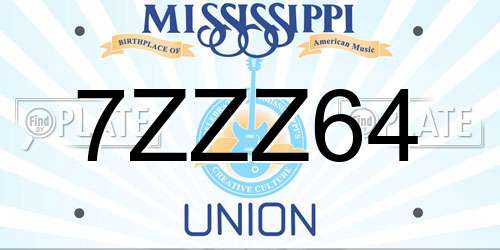 7ZZZ64 Mississippi License Plate