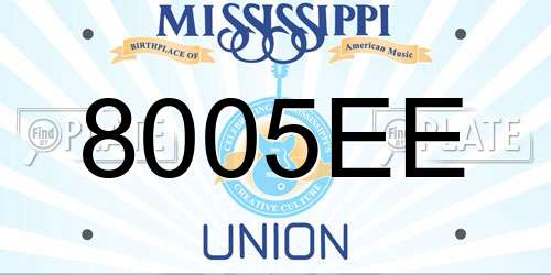 8005EE Mississippi License Plate