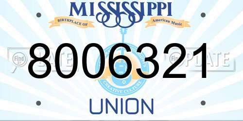 8006321 Mississippi License Plate