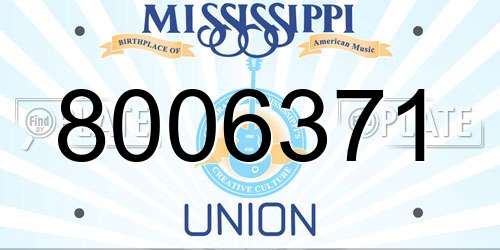 8006371 Mississippi License Plate