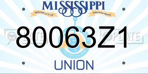 80063Z1 Mississippi License Plate