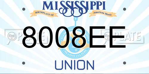8008EE Mississippi License Plate
