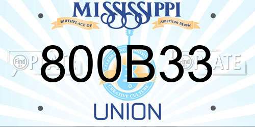 800B33 Mississippi License Plate