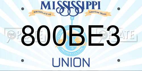 800BE3 Mississippi License Plate
