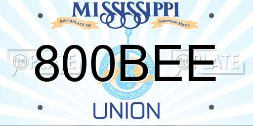 800BEE Mississippi License Plate