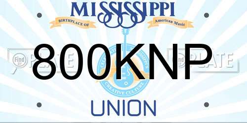 800KNP Mississippi License Plate