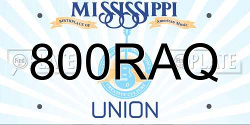 800RAQ Mississippi License Plate