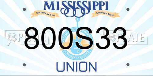 800S33 Mississippi License Plate