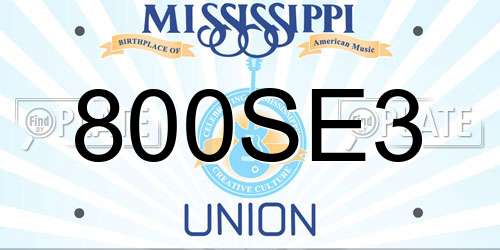 800SE3 Mississippi License Plate