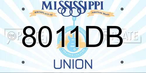8011DB Mississippi License Plate