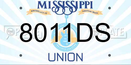 8011DS Mississippi License Plate