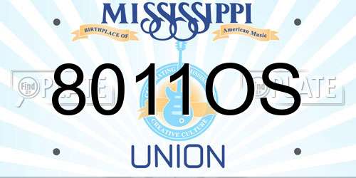 8011OS Mississippi License Plate