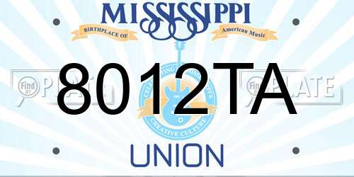 8012TA Mississippi License Plate