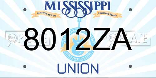 8012ZA Mississippi License Plate