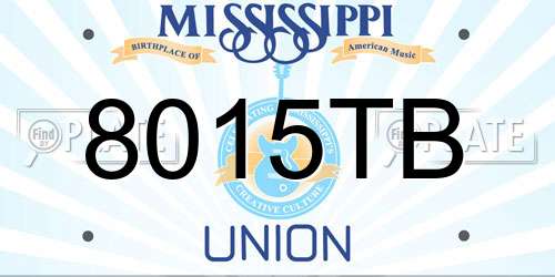 8015TB Mississippi License Plate