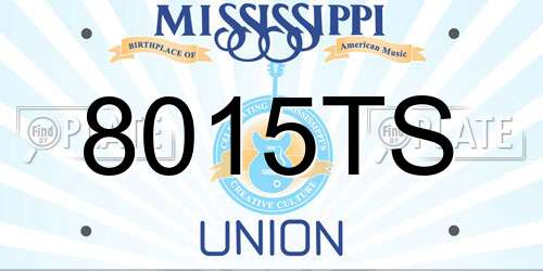 8015TS Mississippi License Plate