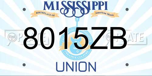 8015ZB Mississippi License Plate