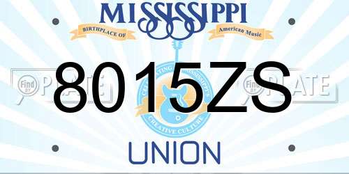 8015ZS Mississippi License Plate