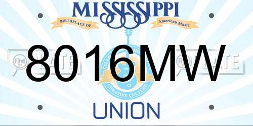 8016MW Mississippi License Plate