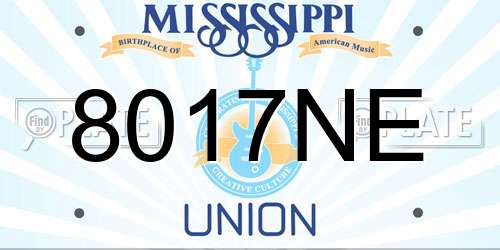 8017NE Mississippi License Plate