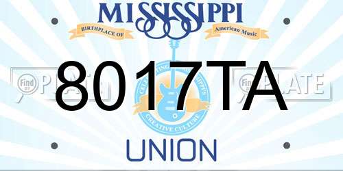 8017TA Mississippi License Plate