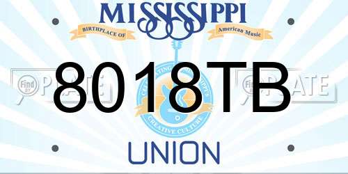 8018TB Mississippi License Plate