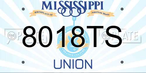 8018TS Mississippi License Plate