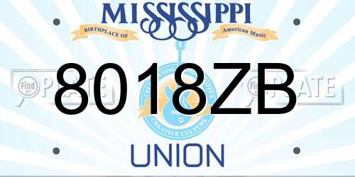 8018ZB Mississippi License Plate
