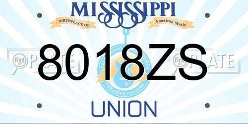 8018ZS Mississippi License Plate