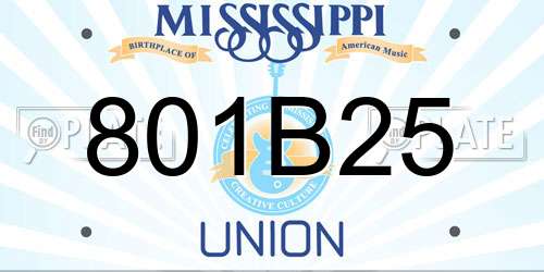 801B25 Mississippi License Plate